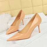 Zingj Simple Patent Leather Heels Women's Shoes With Shallow Pointed Versatile Commuter High