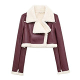 New Autumn And Winter Double-Sided Locomotive Jacket Jacket Women's Short-Colored Zipper
