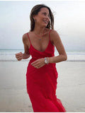 Chiffon Dress Sexy Sling Backless Slit