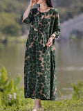 Women's Floral Printed Dress 2024 ZANZEA Autumn Long Dresses Casual Long Sleeve Maxi Vestidos Female Robe Oversized-Outfit