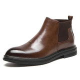 Men's Shoes Winter High Top Shoes Men's Korean Version Pointed Casual Leather Shoes Business Short Boots And Velvet Real Leather Boots