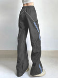 Vintage Striped Piping Baggy Sweatpants- Outfit