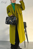 Spring Autumn Long Green Oversized Trench Coat for Women Single Button Loose Luxury Casual Overcoat Korean Fashion