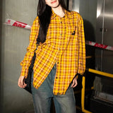 Zingj Plaid Shirt Female Spring New Dopamine Shirt Coat Loose Casual Vintage Couple