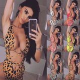 Zingj New Bikini One-Joined Bikini Bikini Leopard Print Hollowed-Out One-Piece