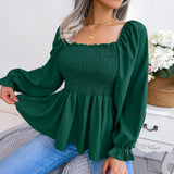 Shooting 2025 Spring And Summer Leisure Wood Ear Side Collar Long-Sleeved Chiffon Sweater Explosion Of Women's