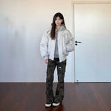 Curved Flying Cotton Jacket Boxy Loose Warm Cotton Coat Men And Women The Same Fried Street