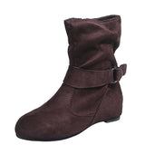 Zingj Medium Tube Buckle Women's Boots Autumn And Winter Ankle Boots Large Size Women's Boots Womens Boots- Outfit
