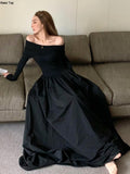 Fashion Evening Party Maxi White Dress Women Korean Off Shoulder Long Sleeve Birthday Robe Y2k Streetwear Corset