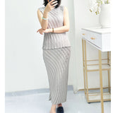 Folded Hand-Folded Set Of Three-Piece Vest Top Dress Spring And Autumn New