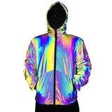 Supply Autumn And Winter Colorful Reflective Jacket Ins Fashion Men's Hooded Jacket Large Size Jacket-Outfit
