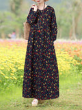 Women's Floral Printed Dress 2024 ZANZEA Autumn Long Dresses Casual Long Sleeve Maxi Vestidos Female Robe Oversized-Outfit