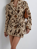 Print Long-Sleeved Blazer 2025 Autumn New Temperament Commuting Waist