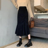 Hip Wrap Skirt 2022 Spring and Autumn New A-line Skirt Pleated Fishtail Skirt Student Fashion Skirt Women's