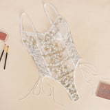 Teddy lingerie Sexy Underwear Erotic Corset Lace Mesh Sleepwear Nightwear Embroidered strap one-piece sexy