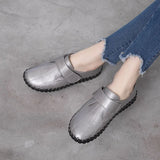 Spring Ladies Genuine Leather Handmade Shoes Women Hook &Loop Flat Shoes Women 2021 Autumn Soft Loafers