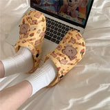 Sandals Korea Ins Style Cute Cartoon Little Bear Deco Hole Shoes Antislip Thicken Sole Outdoor Beach Summer Flats