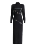 Spring 2025 New Personality Trend Wind Collar Splicing Design Sense Slim Thin Long Sleeve Dress