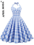 Swing Casual Vintage Dress 50s 60s Retro Short Cocktail Vestidos V Neck Sleeveless Chic Party Pin Up Rockabilly