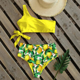 Bikinis Women 2021 New One Shoulder Swimwear High Waist Swimsuit Bandage Bathing Suits Beach Wear Biquini
