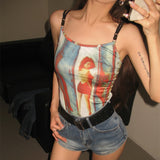 2024 New Retro Fashion Printing Foundation Hanging Neck Slings Hot Girls Pure Desire To Put On The
