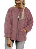 Solid Color Stand-up Collar Loose Pockets