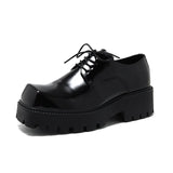 2025 New Youth Square Head British Wind With Thick Bottom Niche Casual Daily Leather Shoes