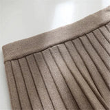Long Pleated Knit Skirt-Outfit