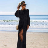 Knitted Beach Dress Beach Cover up Crochet Tunic Beach Pareo Beach Praia Cover Salida de Playa Beachwear Cover