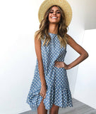 Women Dresses 2022 Women's Ruffles Spring Street Sexy Casual Slim Thin Beach Party O Neck Mini Polka Dots Free