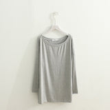 Autumn Korean Thin Summer Autumn Clothing Solid Color Casual Long Sleeve Soft Base T-shirt Womens Tops