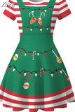 Snowman Print Christmas Women 2023 New Short Sleeve Elegant Vintage Party Xmas Dress Robe Femme Casual Femal