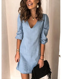 Regular Sleeve Deep V-neck Sexy Solid Color Versatile Casual