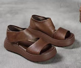 New Roman Sandals 2025 Retro Platform Increased And Light Open Toe Side Empty Velcro Fashion Casual