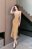 Sequins Midi Dresses for Women 2023 French Style Velvet Sleeveless Backless Slim Female Clothes Elegant Party Evening
