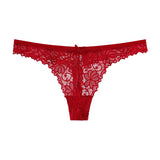 Amazing Women Lingerie Lace Embroidery Underwear Femal Sexy T-back Thong Sheer Panties Hollow out Transparent