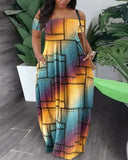 Summer New Women's Fashion Leisure Sexy Print Bare Shoulder
