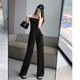 Tsets + Casual High-Waisted Broad-Legged Set Women's Fashion Temperament Two