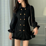 Arrival Long Sleeve Shirt dress Korean Short Skater Collar Sexy Black Dress Women Dresses Female Vintage Tunic Party
