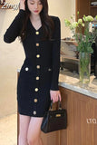 Chic Mini Knitted Dress Spring Autumn Women Casual Ladies Womens Office Elegant Knit Dresses 2023 New Modis Woman