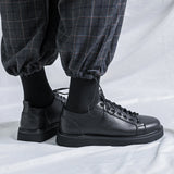 Zingj Men's Shoes Spring Tide Shoes 2023 New British Ins Small Leather Shoes Increased Work-Wear Board Shoes