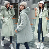 Winter Women Jackets Warm Fleece Hooded Coats -30 Degree Long Thickness Parkas Plus Size Large Fur Collar