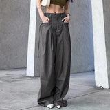 Fashion Pure Color Loose Straight Pocket Leisure Woven Trousers 2025 New