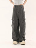 Zingj Design Cargo Pants Men And Women Loose Pockets Casual Pleated Straight Leg Wide Legs Mop The Floor