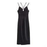 Cut Out Long Dress Women Black Backless Slip Dress Woman Ruched Sexy Summer Dresses For Women 2023 Evening Party