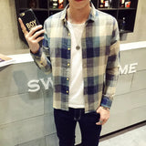 And Autumn Plaid Long-Sleeved Shirt Men's Korean Version Of Slimming Casual Shirt Young Men's Shirt Fashion Men's