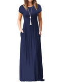 Elegant Long Summer Dress Women Short Sleeve Maxi Dress Ladies Party Casual Dresses Female Robe Femme Green Red