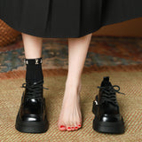 Retro Lace Small Leather Shoes Women 2025 Spring New British Wind Leoper Shoes Pine Cake Thick-Soled JK Single