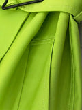 Spring Autumn Long Oversized Bright Green Faux Leather Trench Coat for Women Belt Loose Stylish Luxury Designer
