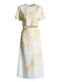 Fashion Casual Suit Women's 2025 New High-End Women's Clothing Print High-Waist Short-Sleeved Skirt